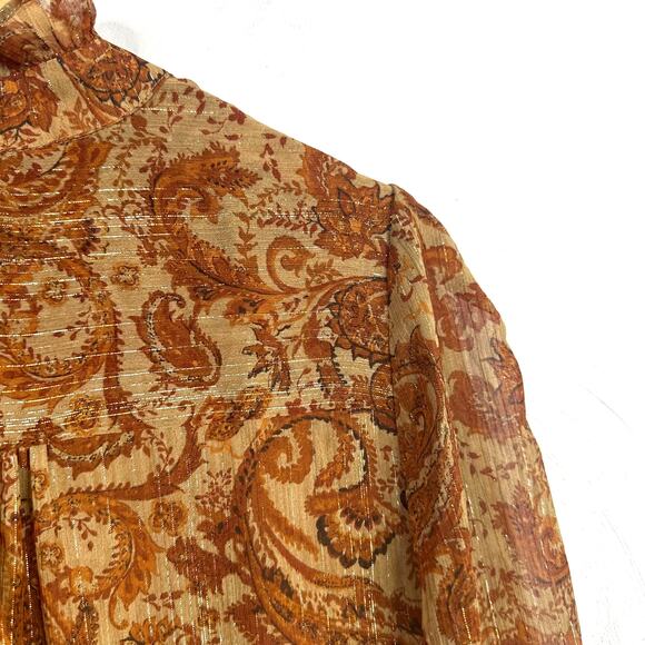 House of Harlow Burnt Orange Paisley Long Sleeve Dress - Picture 8 of 9